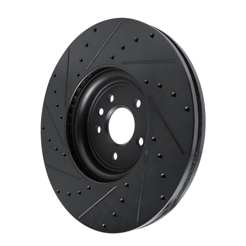 Jaguar XF Brake Rotor (1) - Front Right - R1 Concepts - Drilled & Slotted - Black - `16-`24